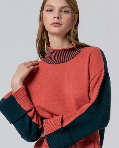 Jersey cuello alto con contraste