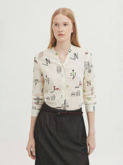 Camisa básica 98 cross stitch print