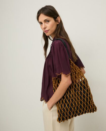 Bolso cuentas madera